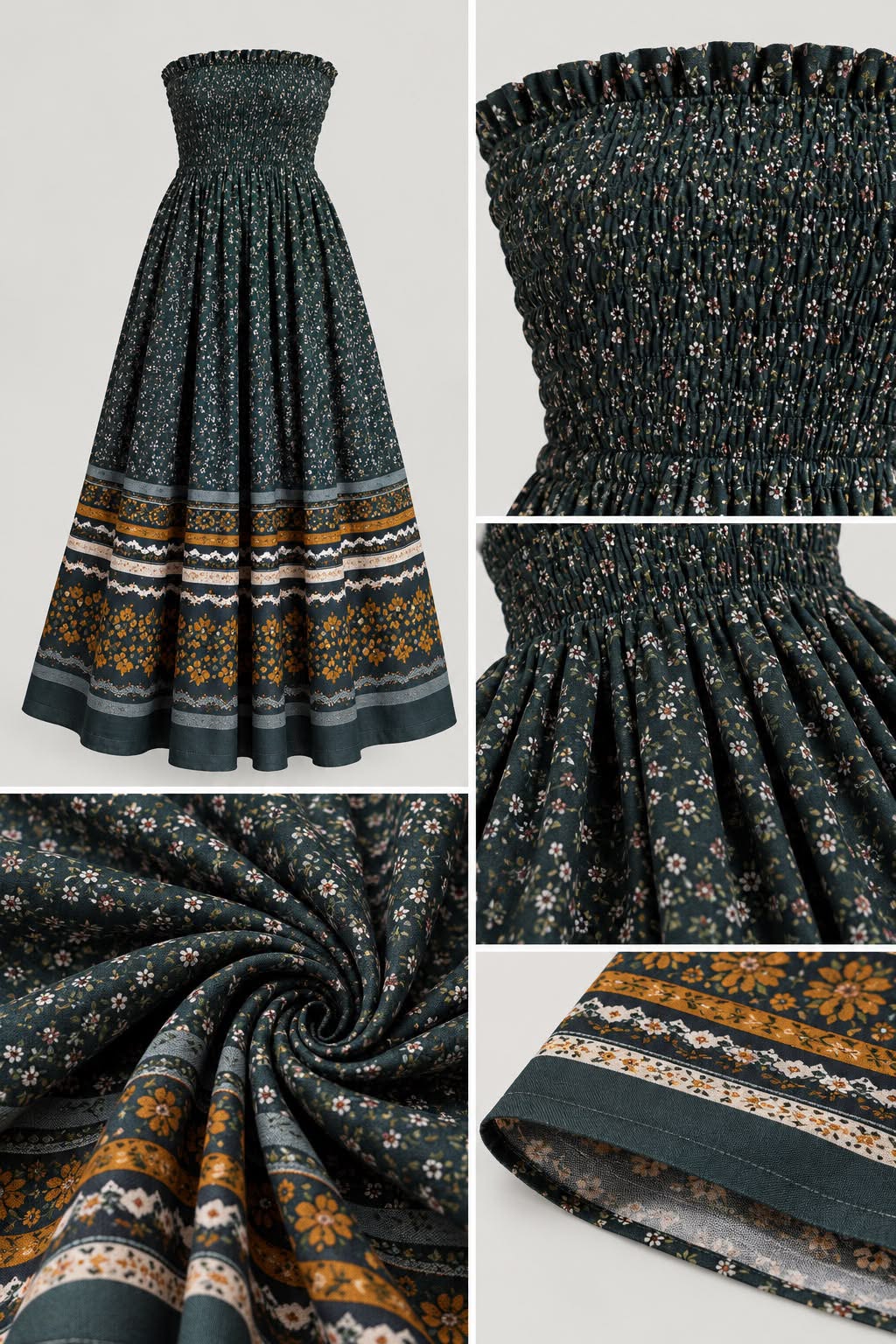 Forest Meadow Smocked Maxi Dress