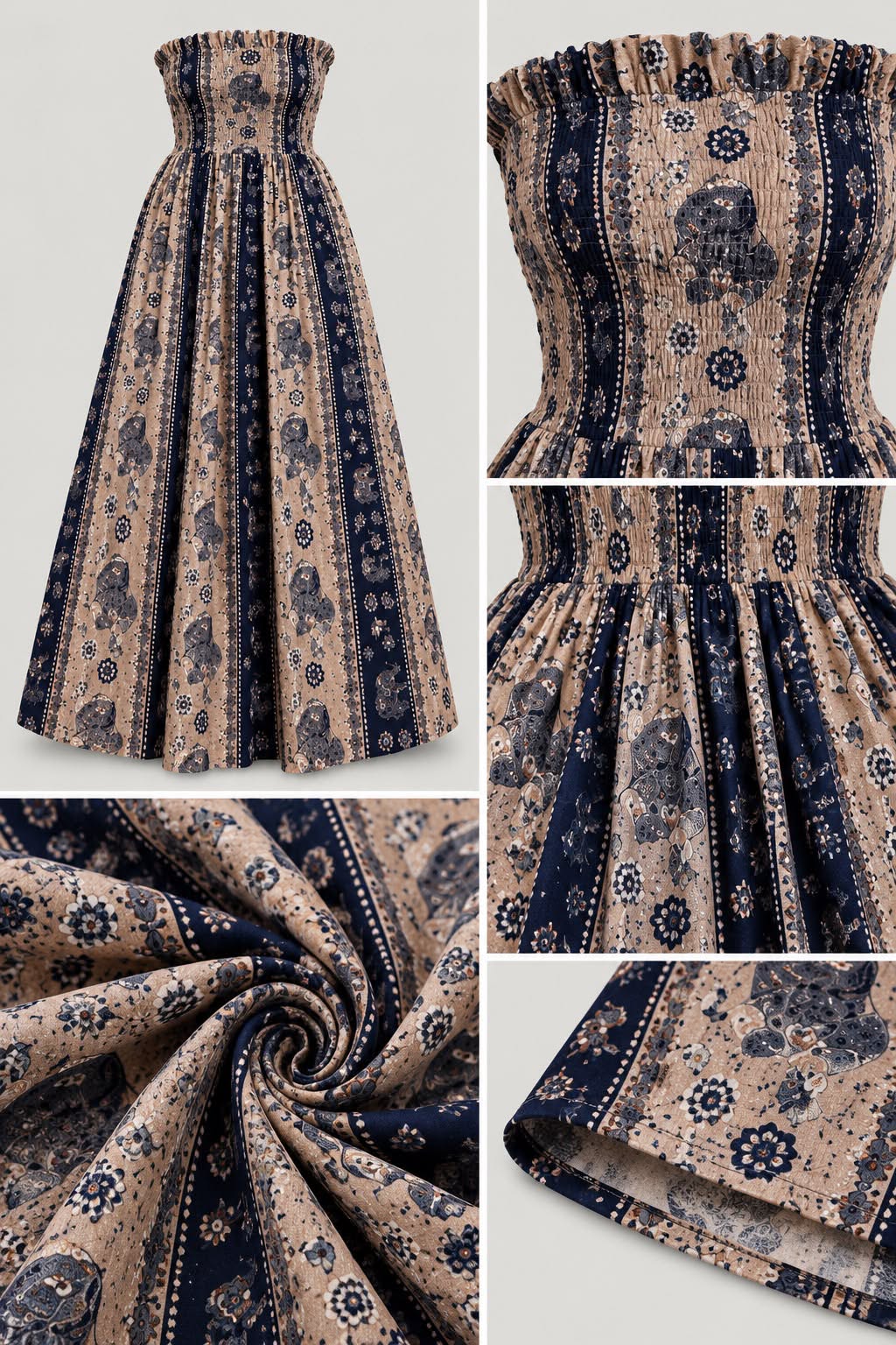 Sahara Elephant Stripe Maxi Dress