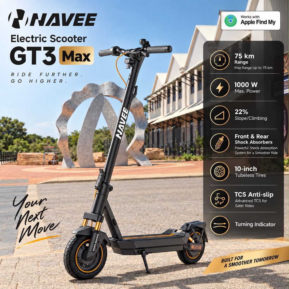 NAVEE GT3 Max Electric Scooter – Up to 75 km Range