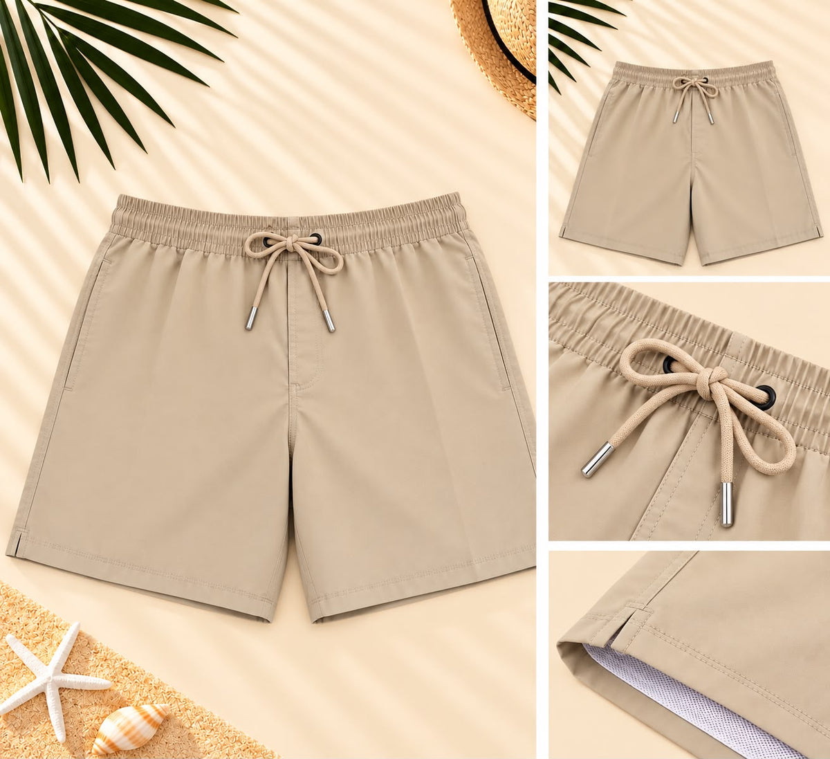 Classic Drawstring Shorts – Beige