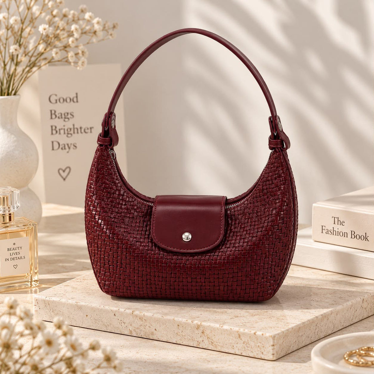 Women’s Woven-Look Shoulder Bag