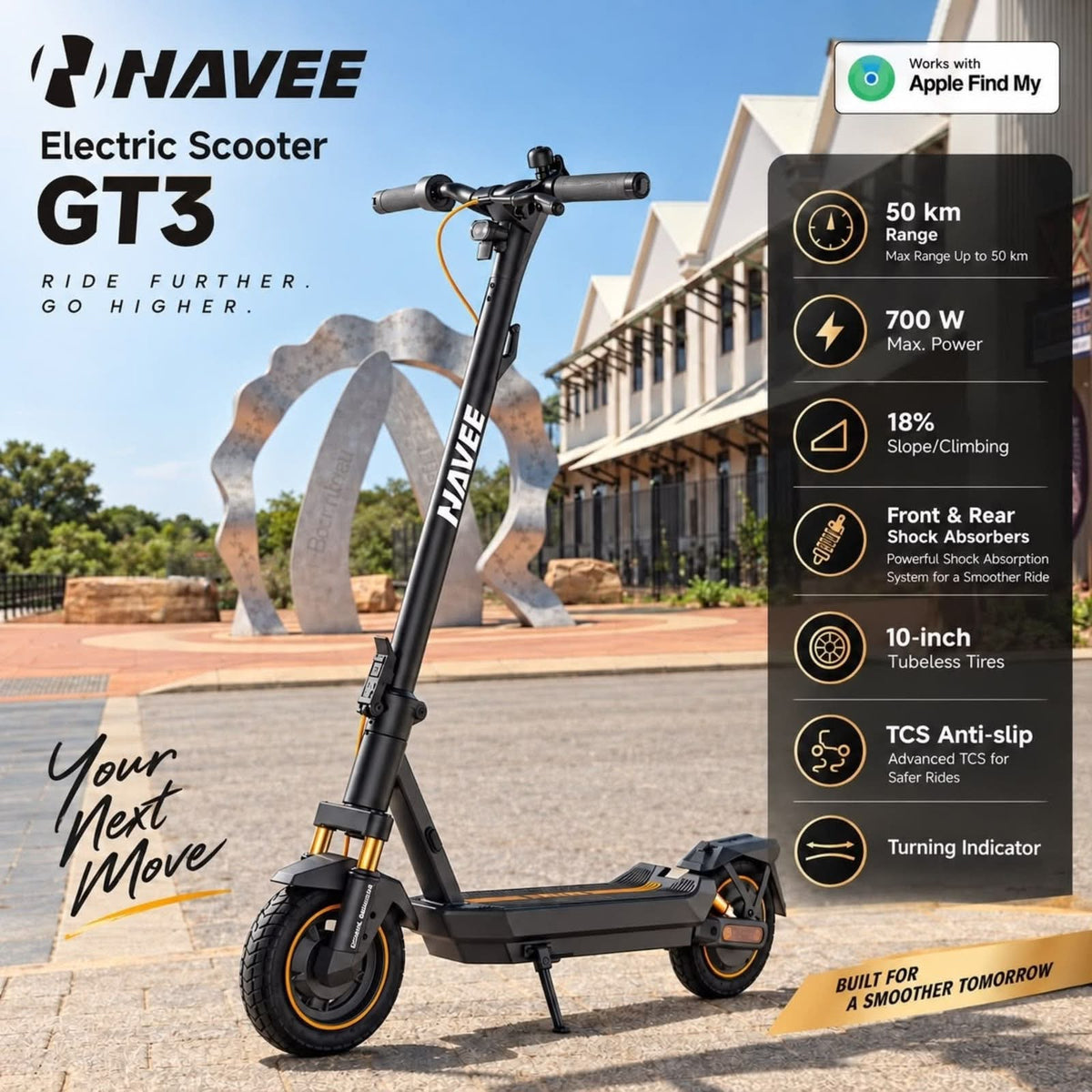 NAVEE GT3 Folding Electric Scooter – Up to 50km Range