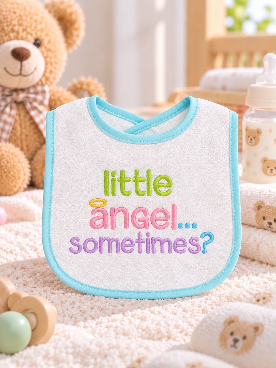 Embroidered Baby Bibs with Waterproof Backing – 3 Pack