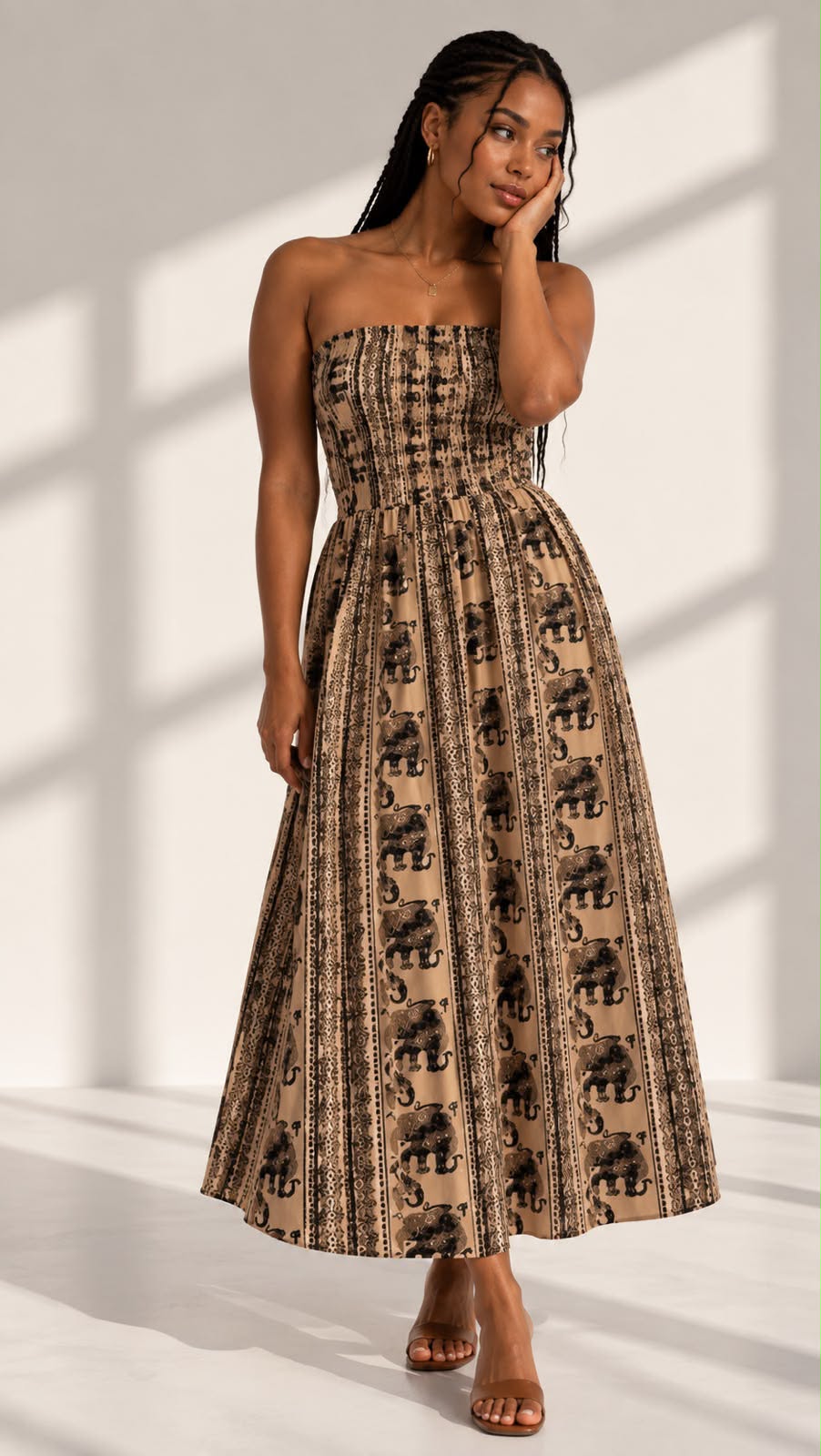 Desert Safari Elephant Maxi Dress