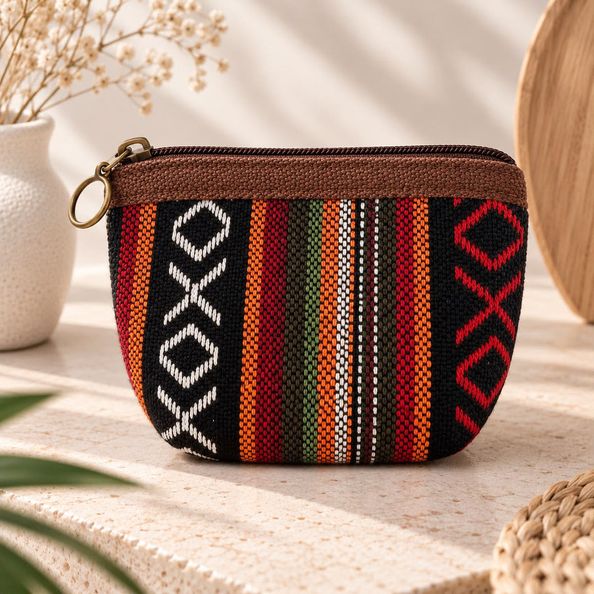 Colorful Woven Zip Coin Purse