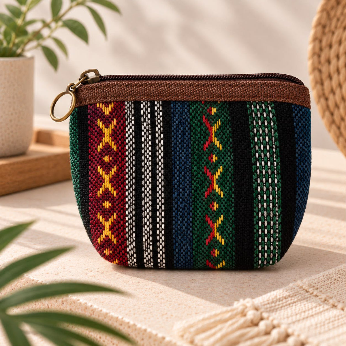 Colorful Woven Zip Coin Purse