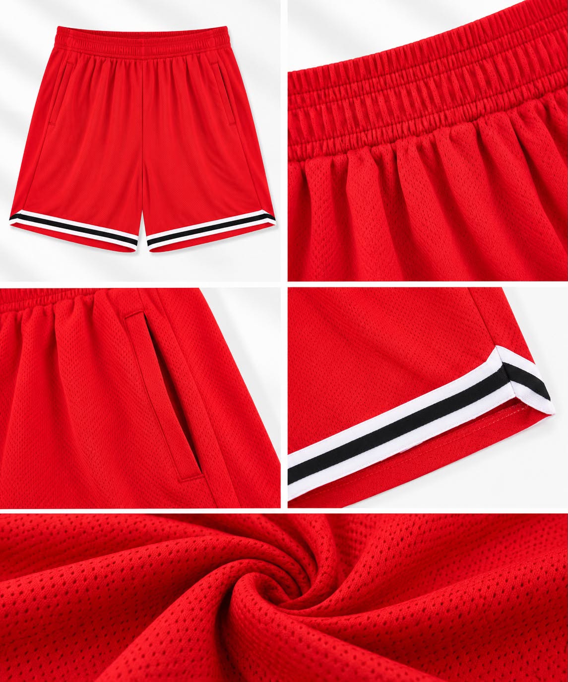 Men’s Classic Mesh Basketball Shorts – Red