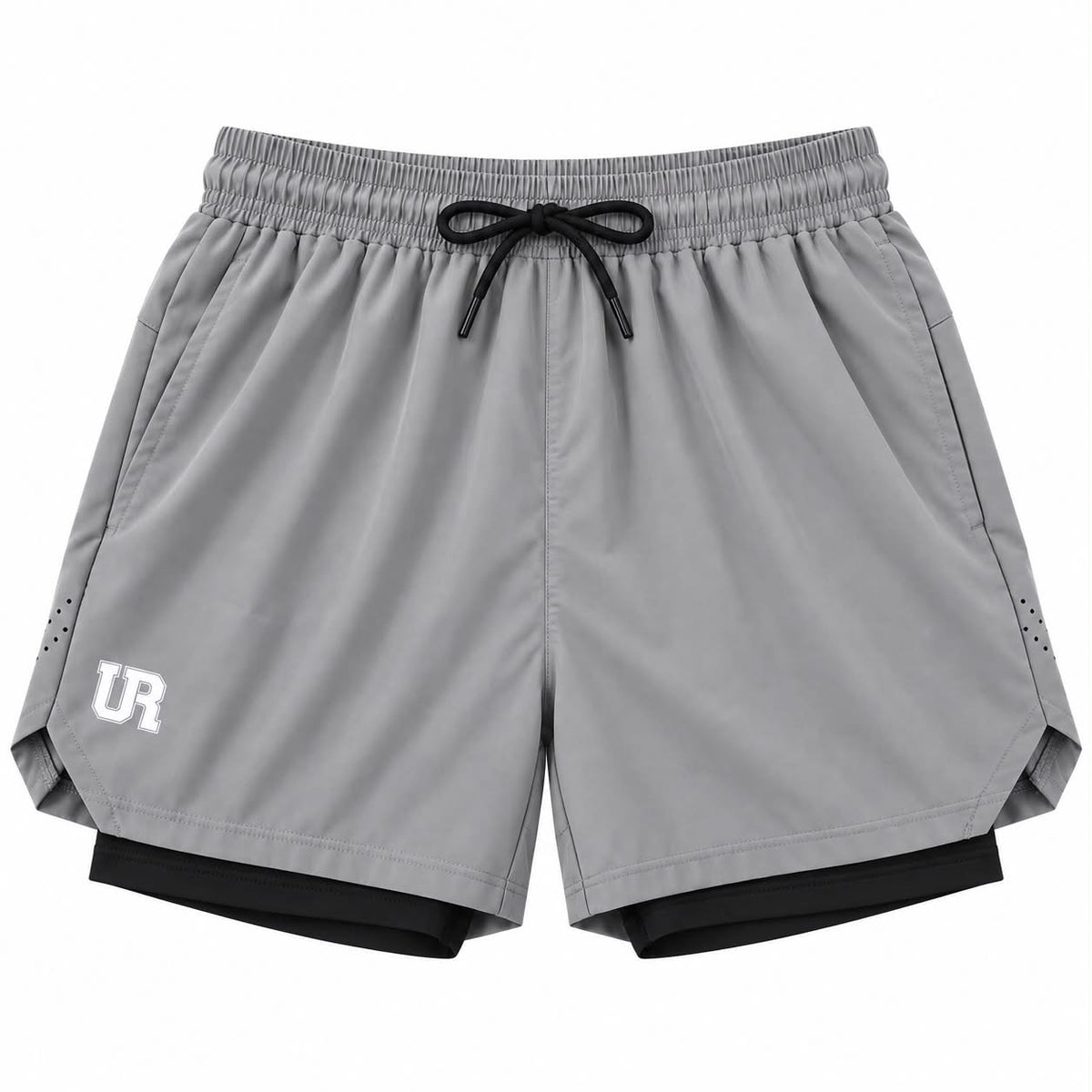 Men’s UR 2-in-1 Sports Shorts – Light Grey & Black