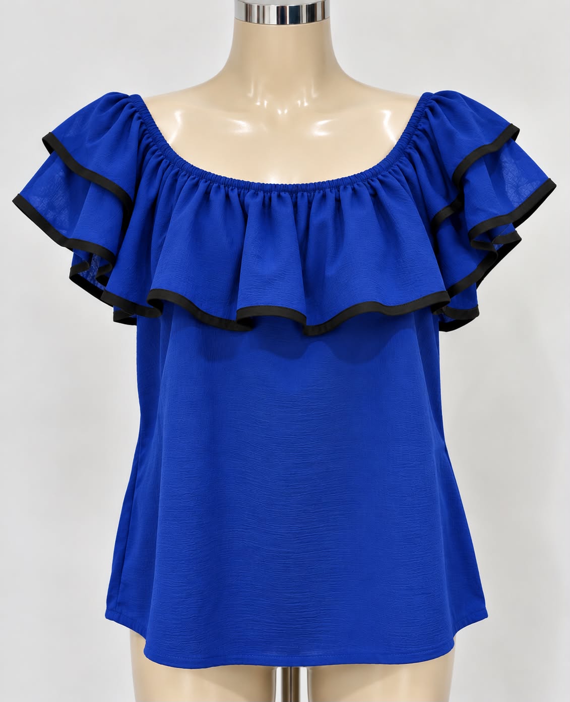 Women’s Black Trim Ruffle Funeral Top – Assorted Colors