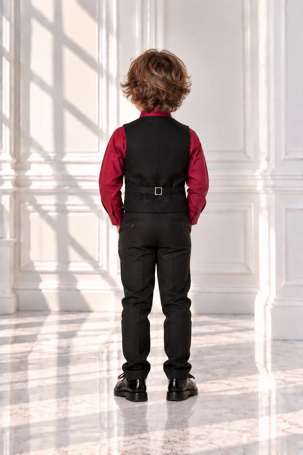 Boys’ 4-Piece Formal Set – Burgundy & Black | Size 3