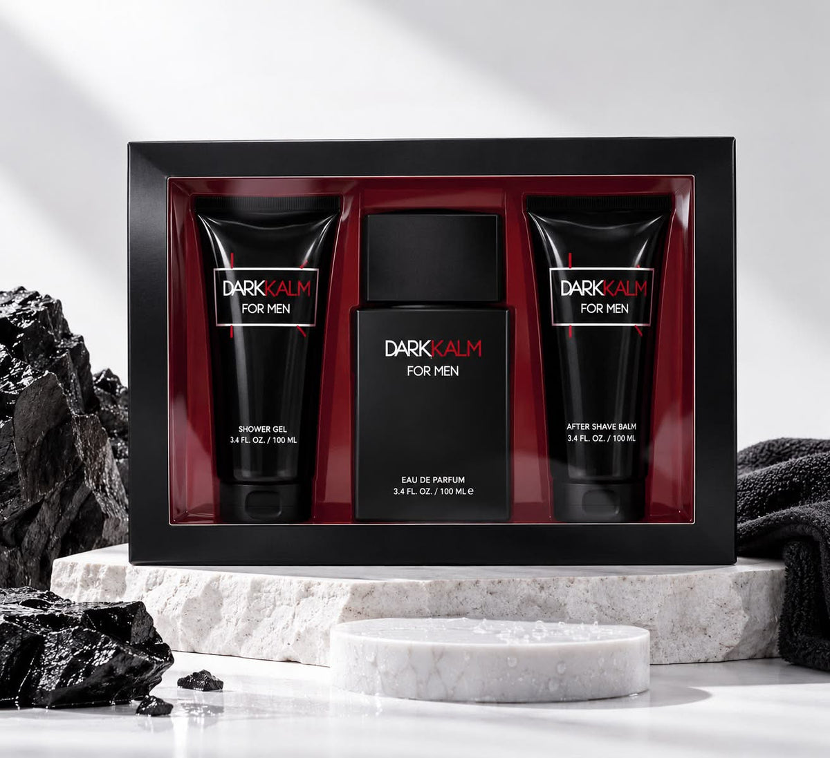 Men’s 3-Piece Fragrance & Grooming Gift Set – Dark Kalm