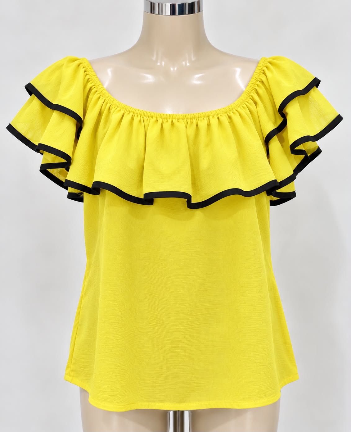 Women’s Black Trim Ruffle Funeral Top – Assorted Colors