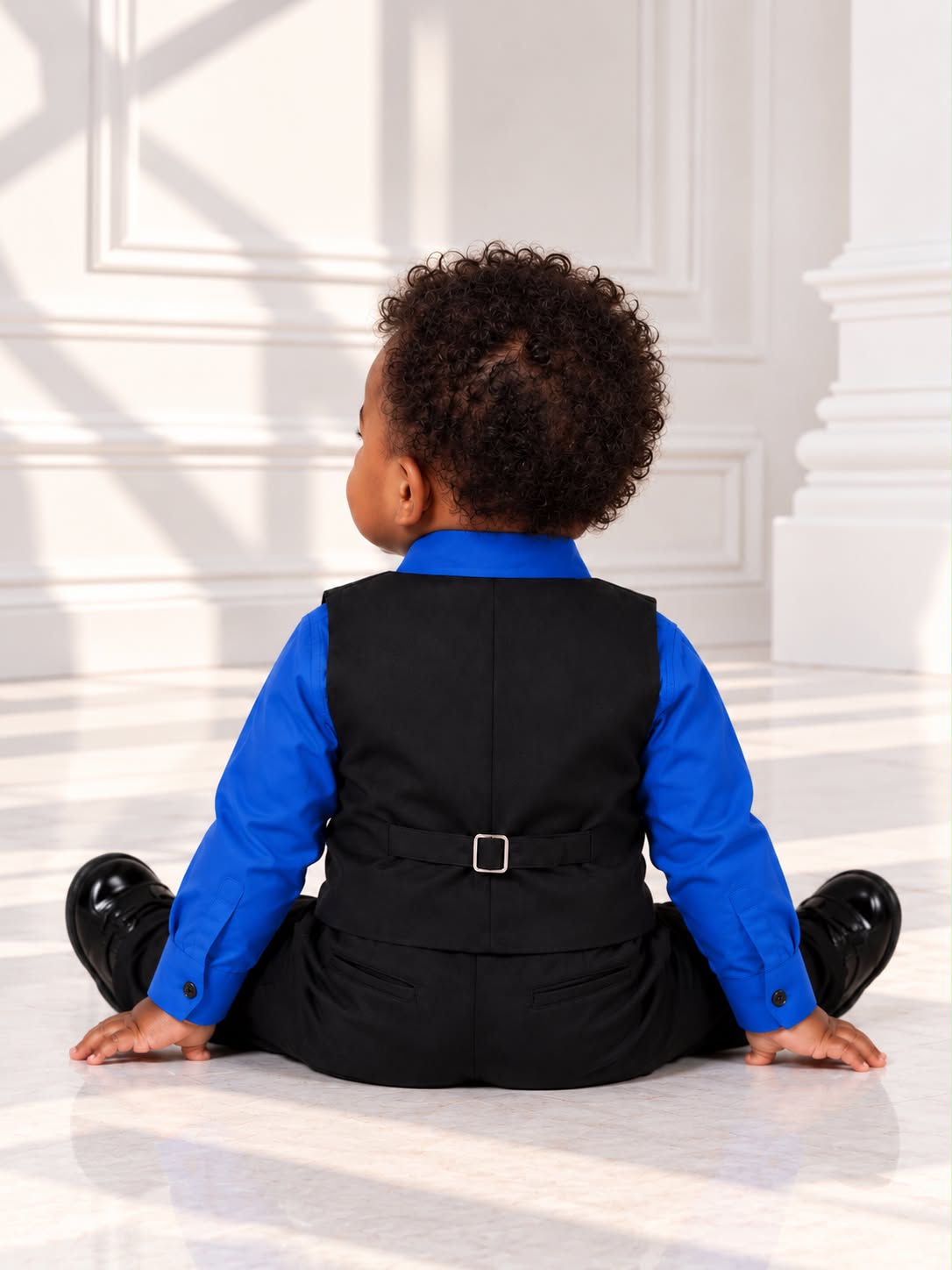Baby Boys’ 4-Piece Formal Suit Set – Blue (12 Months)