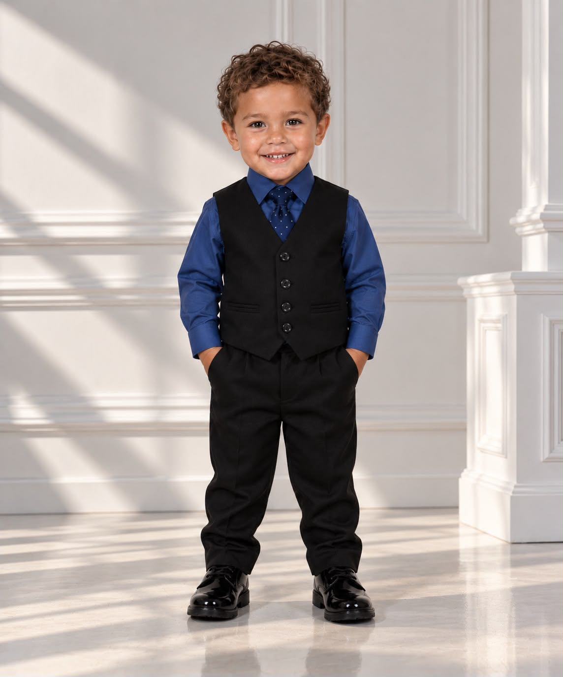 Toddler Boys’ 4-Piece Formal Set – Royal Blue & Black – 24 Months