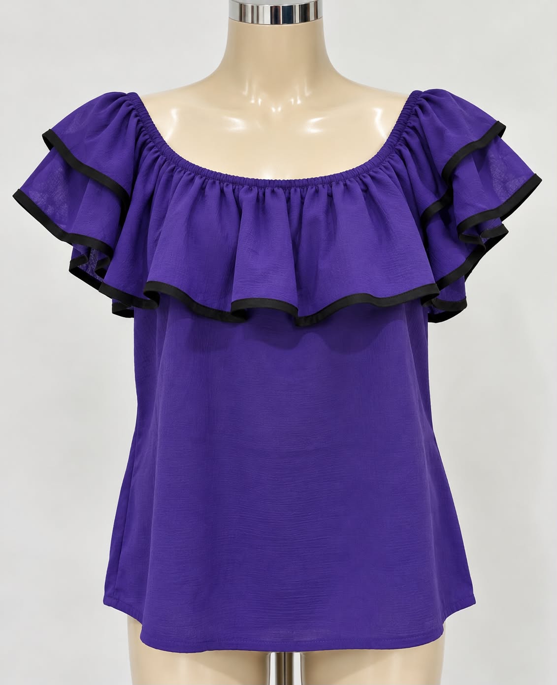 Women’s Black Trim Ruffle Funeral Top – Assorted Colors