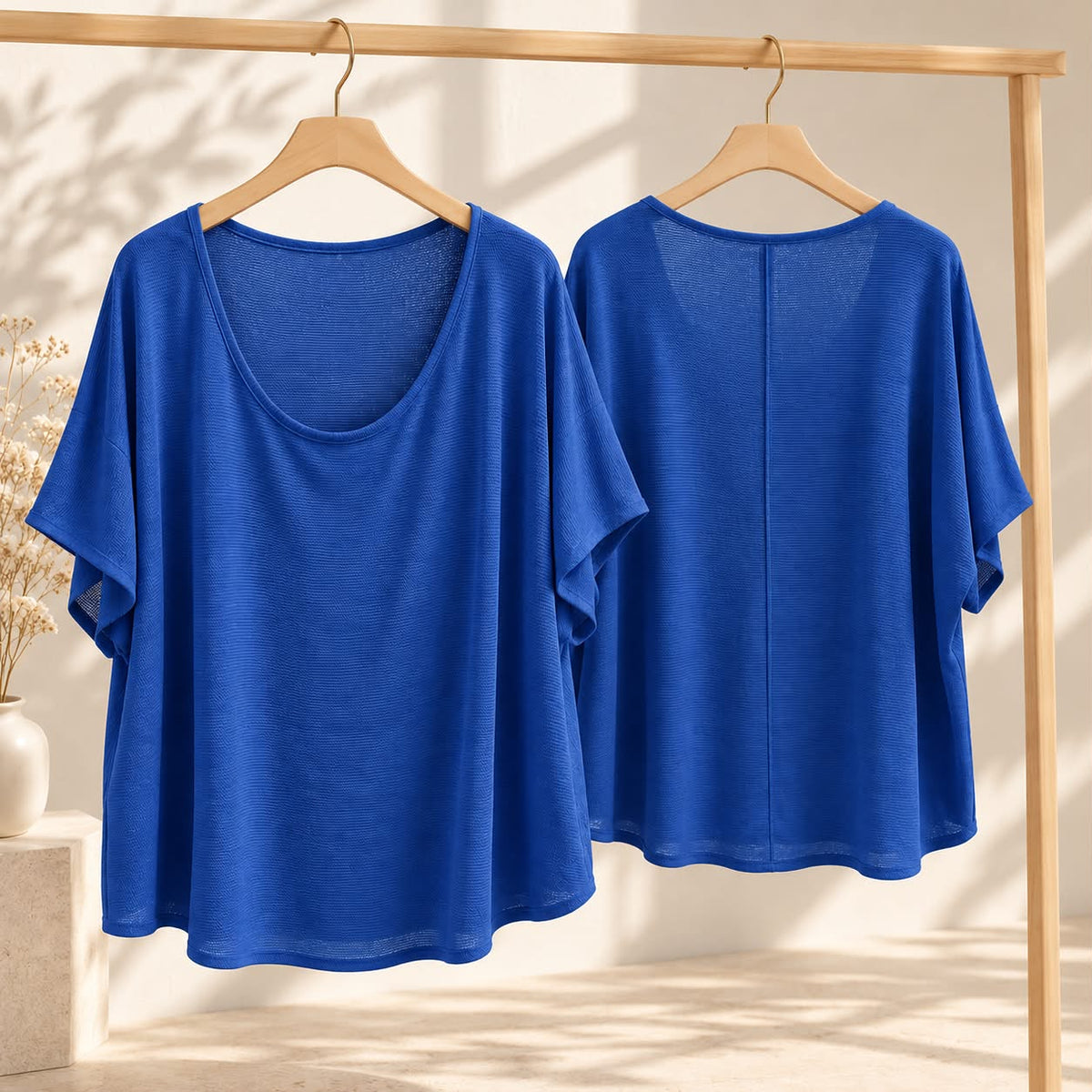 Women’s Relaxed Scoop-Neck Top – Blue | Sizes S–2XL