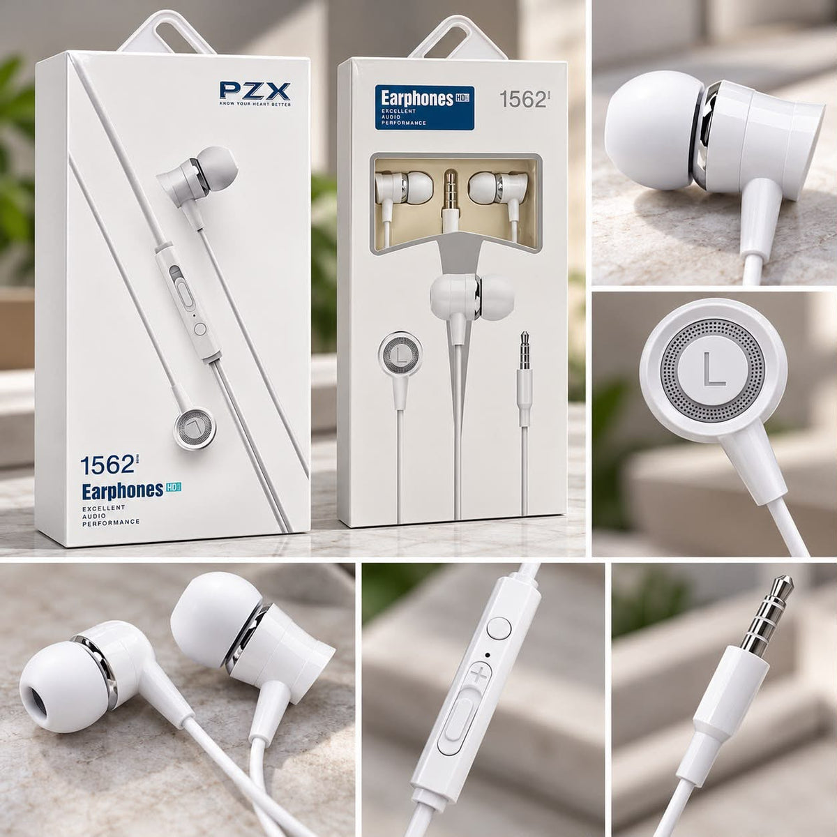 PZX 1562 Wired In-Ear Earphones with Microphone – White