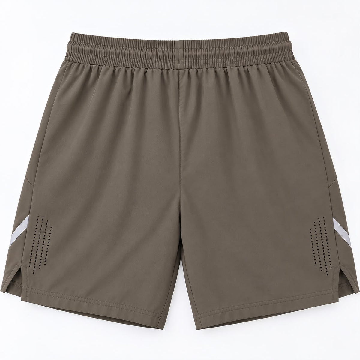 Men’s Stretch Sports Shorts with Zip Pockets – Brown Grey
