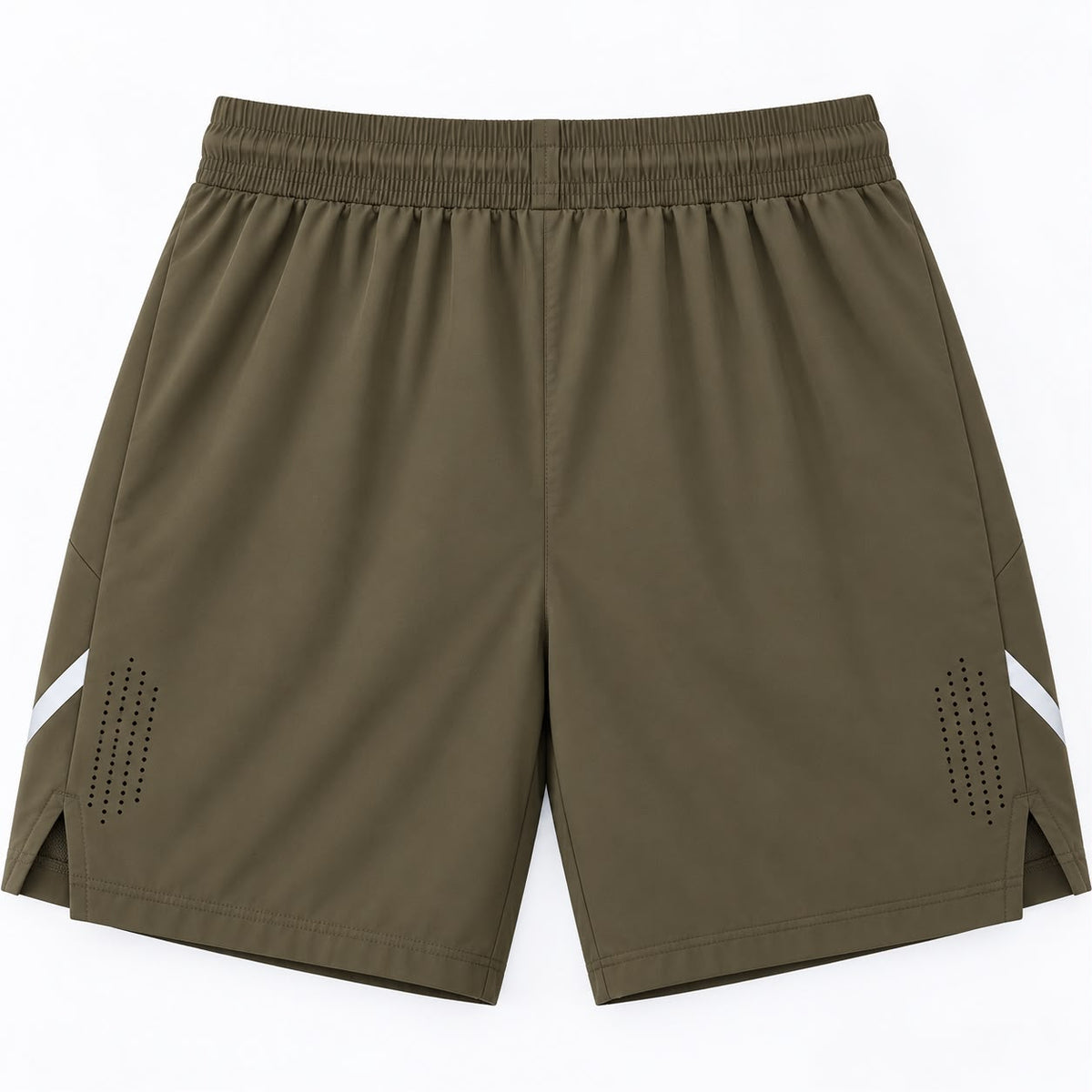 Men’s Stretch Sports Shorts with Zip Pockets – Army Green
