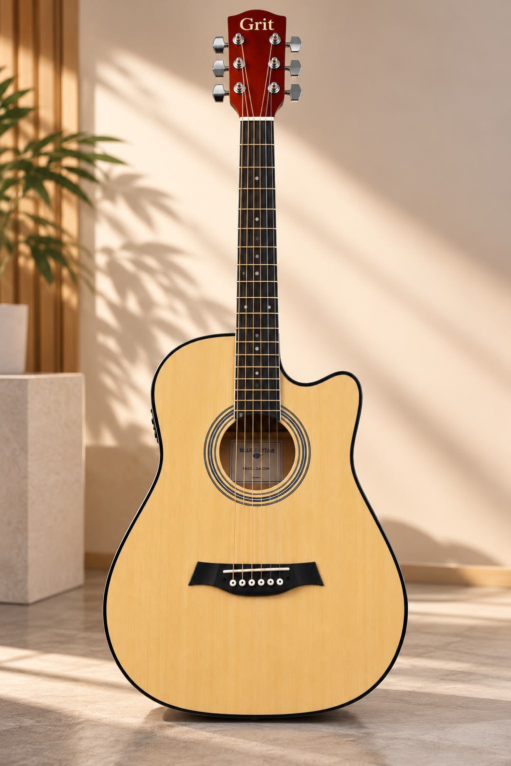 Grit 6-String Cutaway Acoustic Guitar – Natural & Burgundy