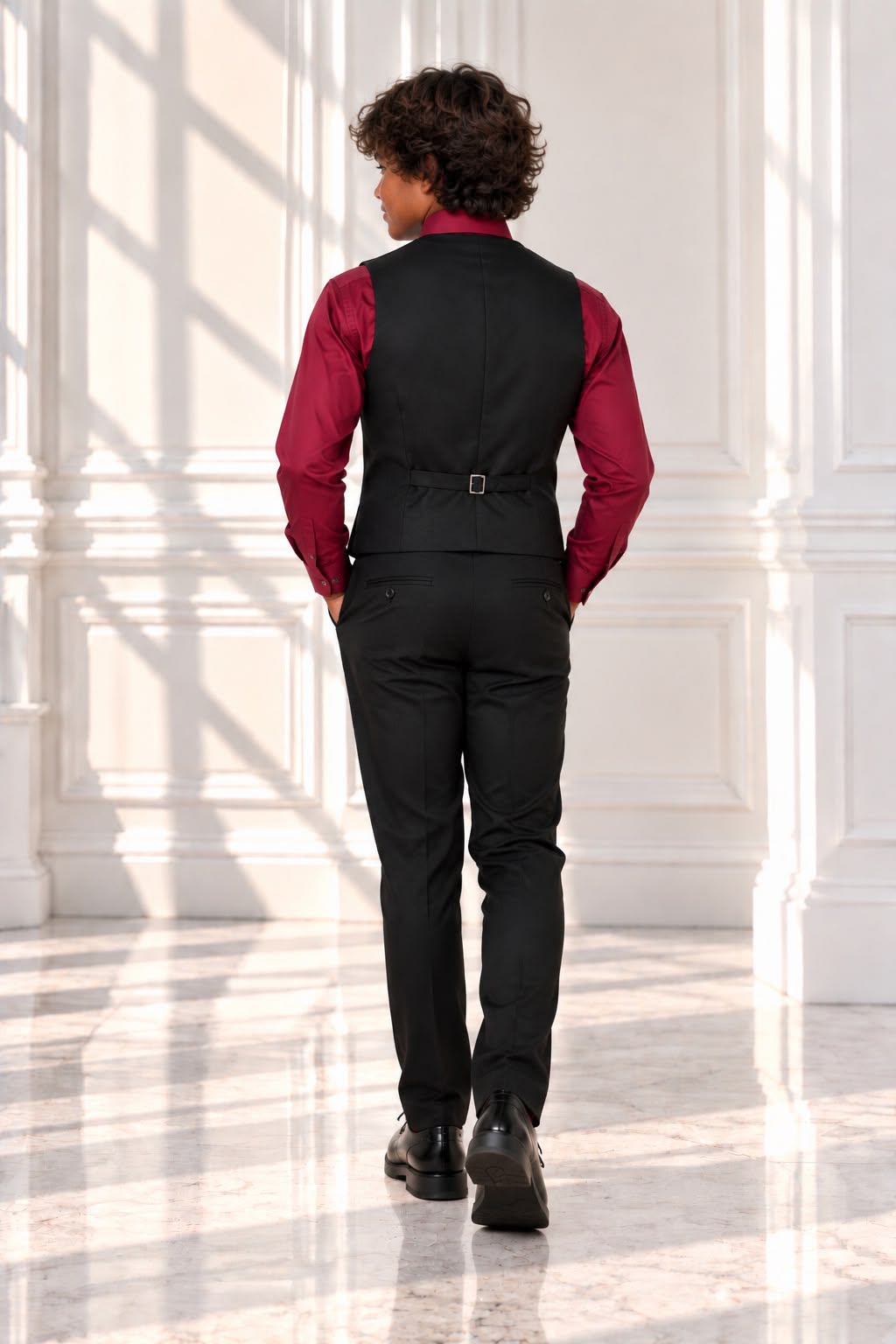 Boys’ 4-Piece Formal Suit Set – Burgundy, Size 10