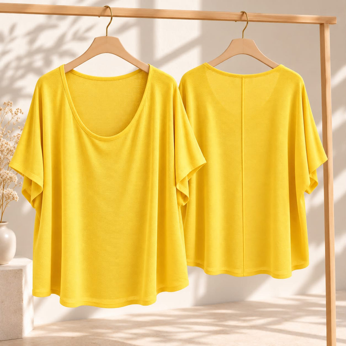 Women’s Relaxed Scoop-Neck Top – Yellow | Sizes S–2XL
