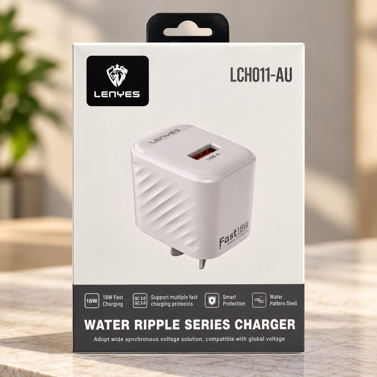 Lenyes LCH011-AU 18W USB-A Fast Wall Charger – White