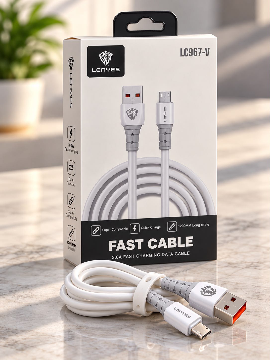 Lenyes LC967-V USB-A to Micro-USB Fast Charging Cable – 1.2 m
