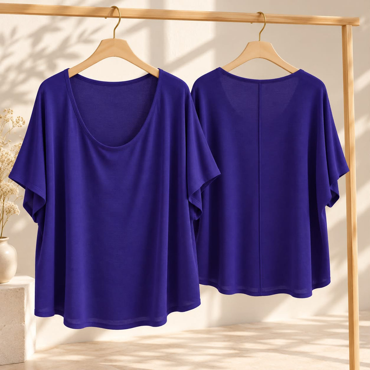 Women’s Relaxed Scoop-Neck Top – Purple | Sizes S–2XL