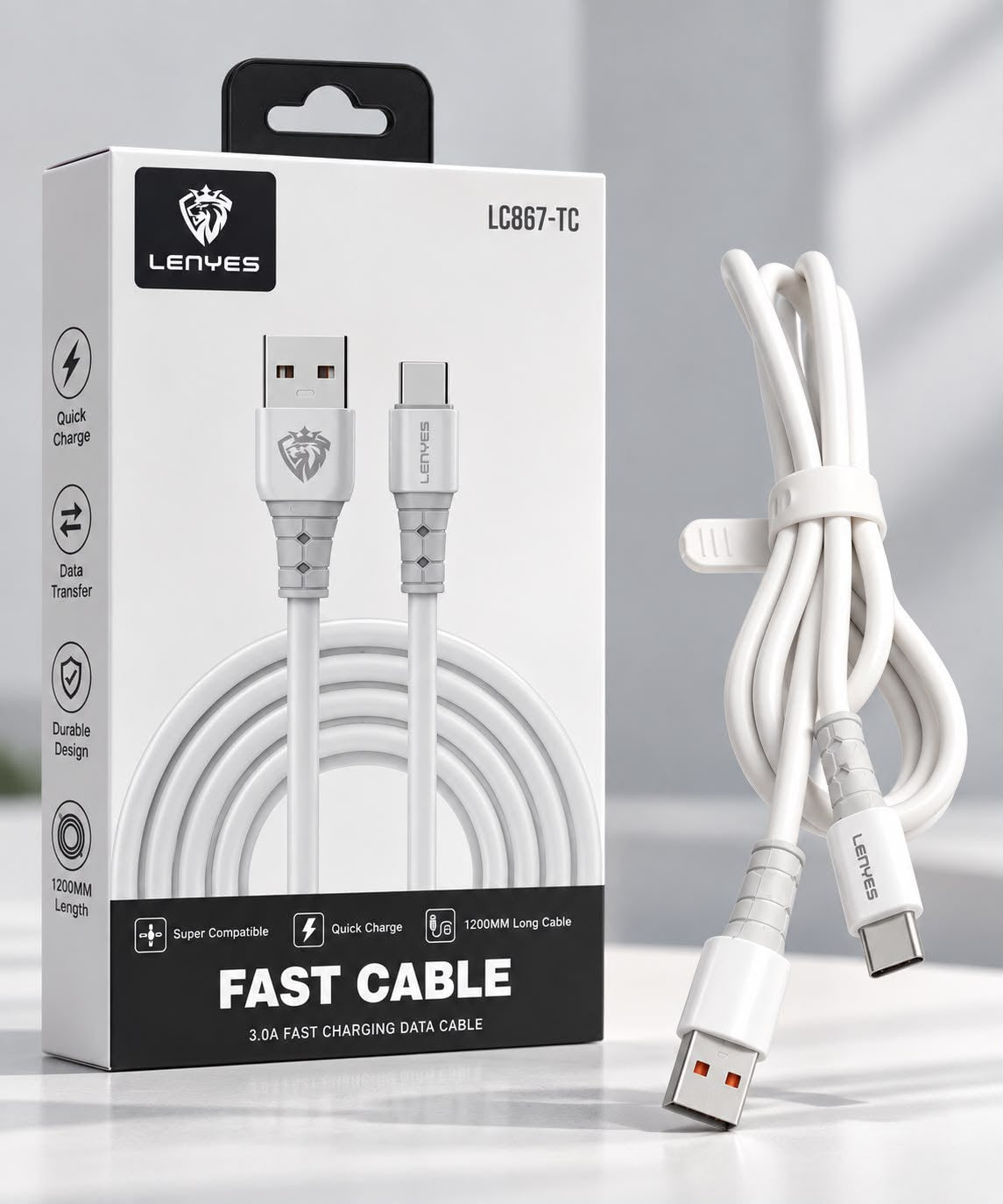 Lenyes LC867-TC USB-A to USB-C Fast Charging Cable – 1.2 m