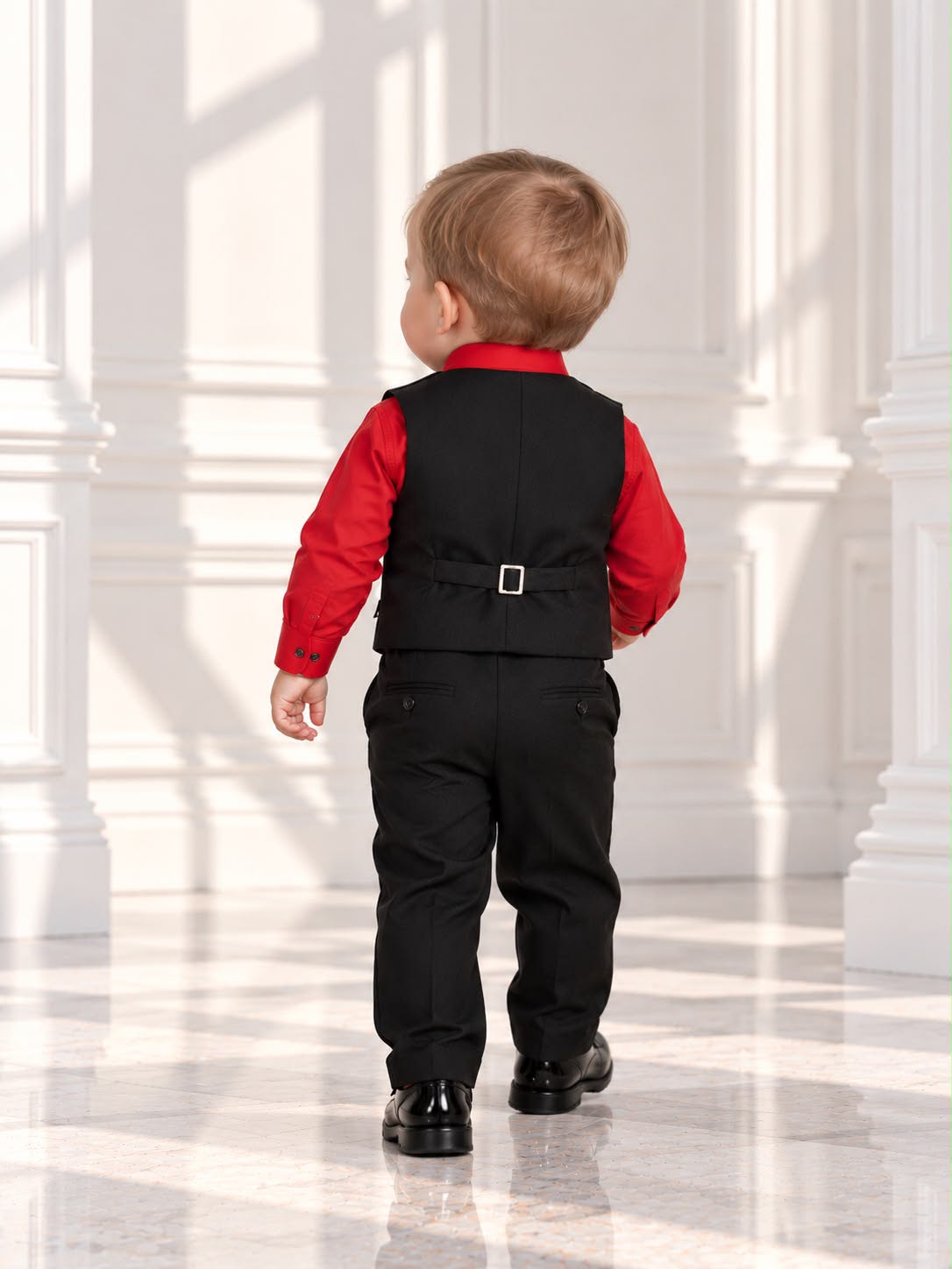 Baby Boys’ 4-Piece Formal Suit Set – Red (12 Months)