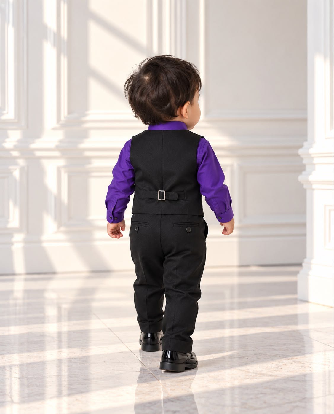 Baby Boys’ 4-Piece Formal Suit Set – Purple (12 Months)