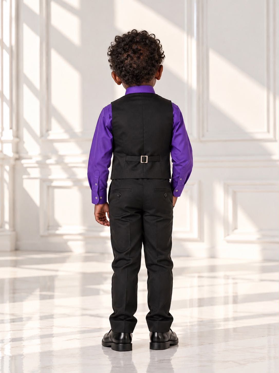 Boys’ 4-Piece Formal Set – Purple & Black | Size 3