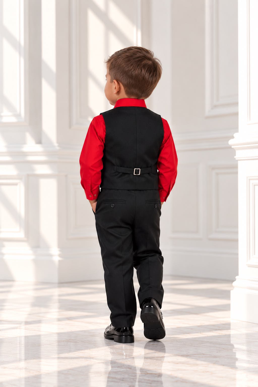 Toddler Boys’ 4-Piece Formal Set – Red & Black – 24 Months