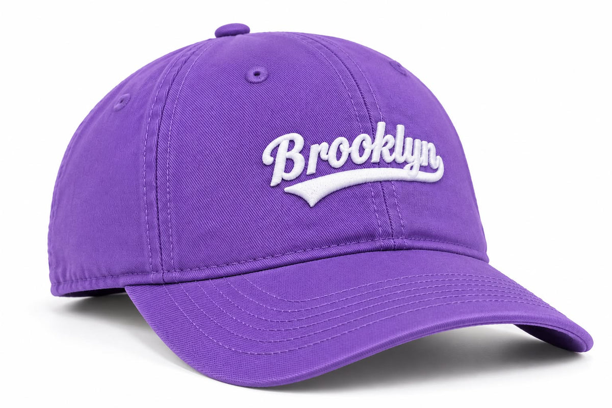 Brooklyn Embroidered Baseball Cap – Violet & White