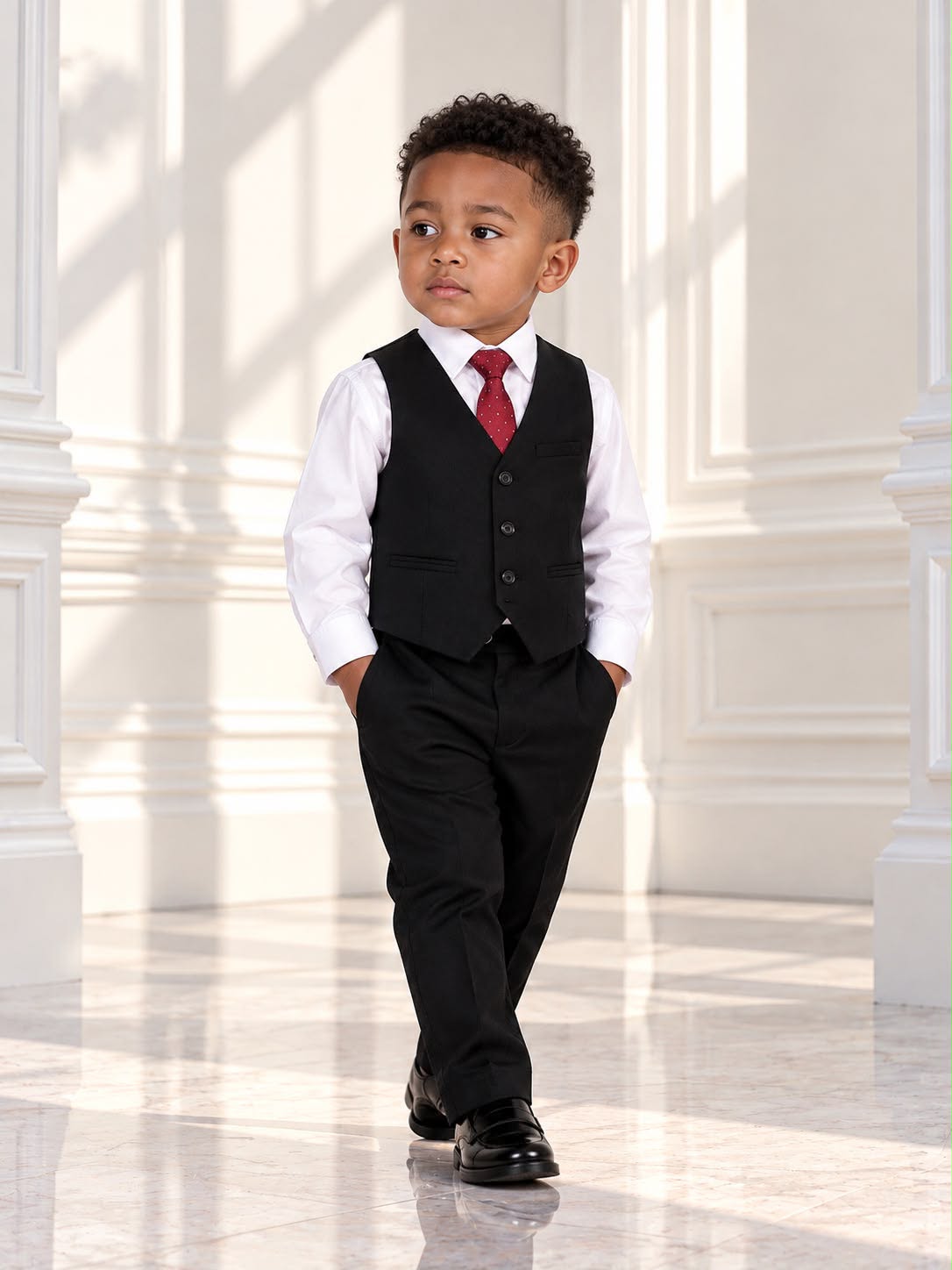 Boys’ 4-Piece Formal Set – White & Black | Size 3