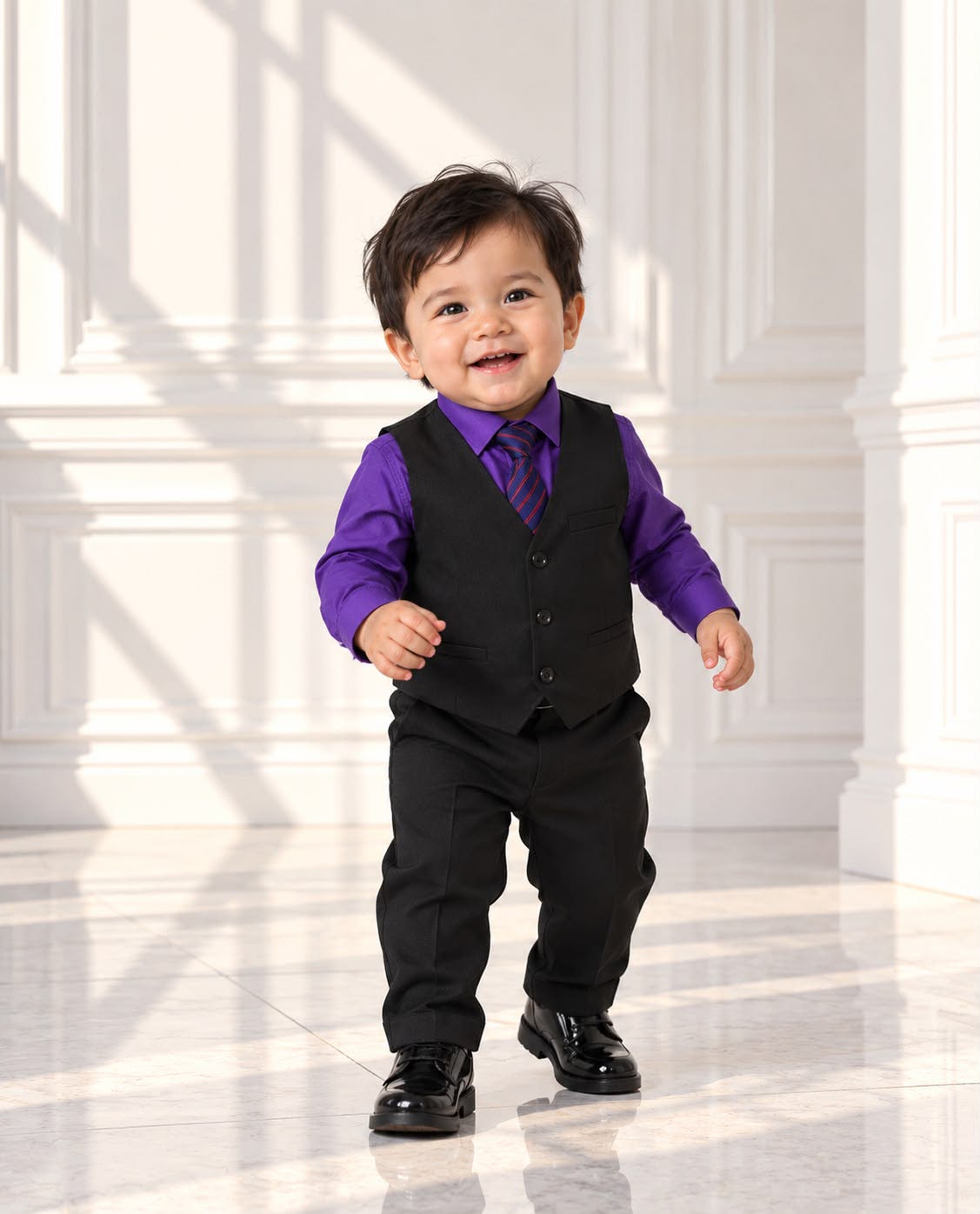 Baby Boys’ 4-Piece Formal Suit Set – Purple (12 Months)