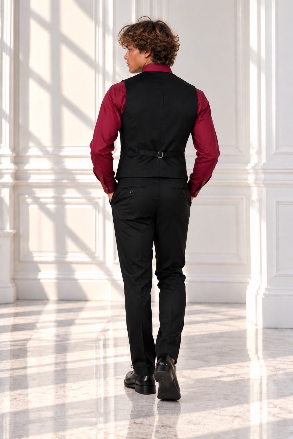 Boys’ 4-Piece Formal Suit Set – Burgundy, Size 12