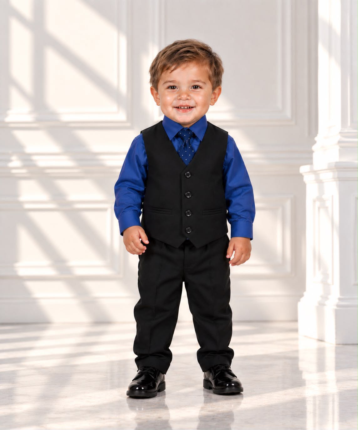 Baby Boys’ 4-Piece Formal Suit Set – Blue (12 Months)