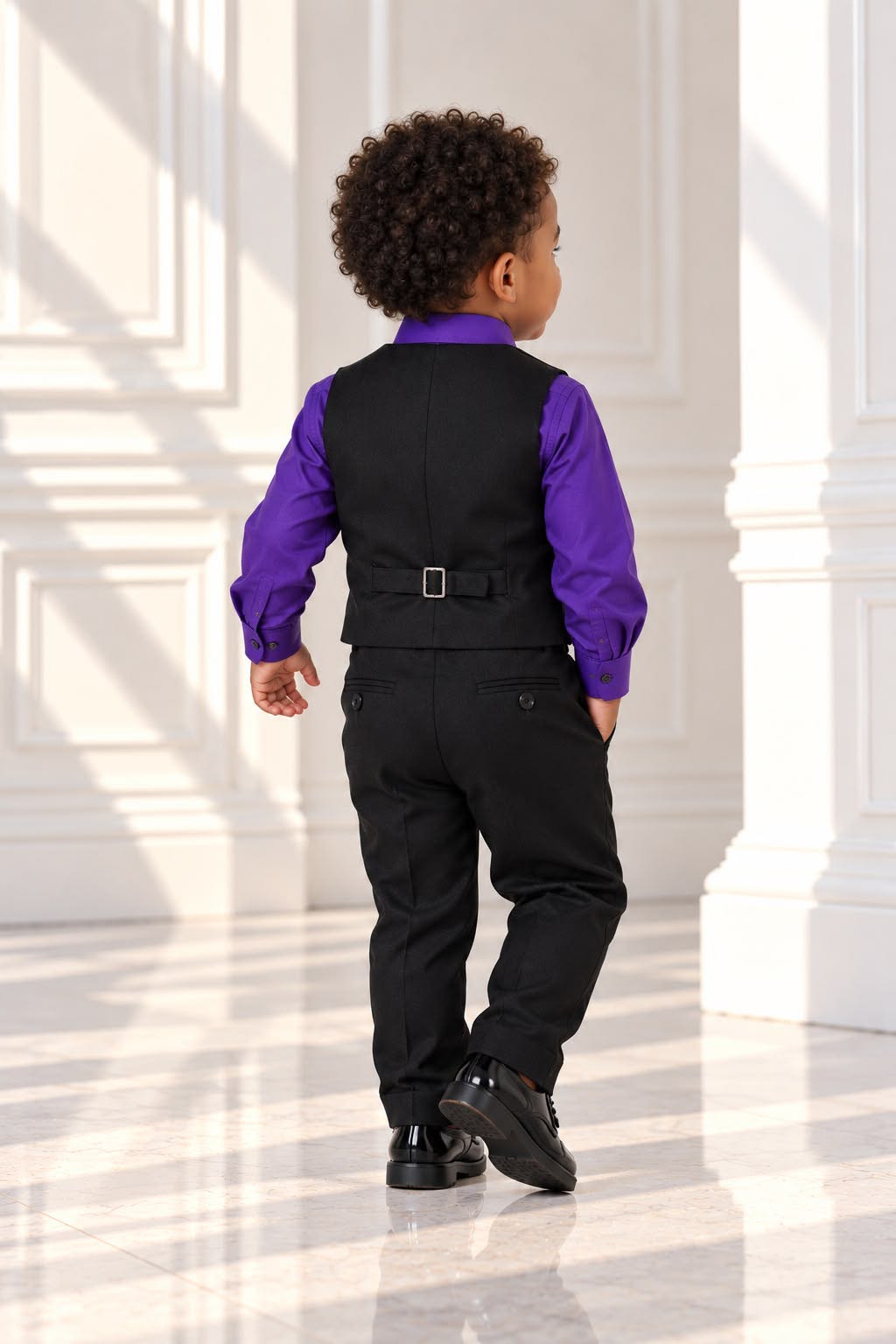 Toddler Boys’ 4-Piece Formal Set – Purple & Black – 24 Months