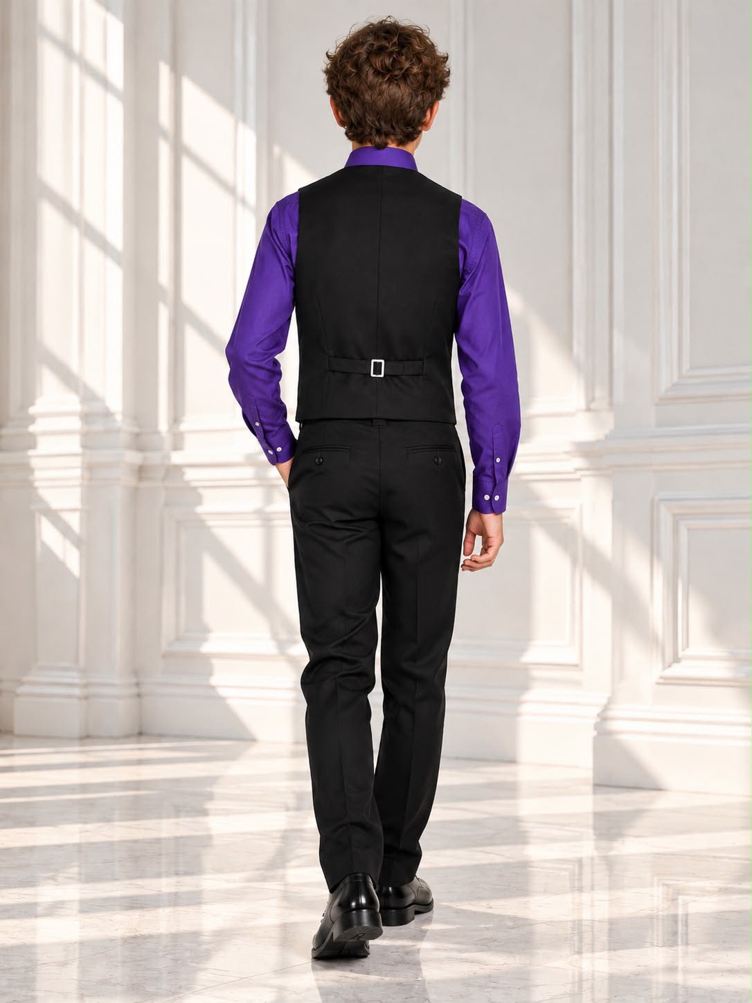 Boys’ 4-Piece Formal Suit Set – Purple, Size 10