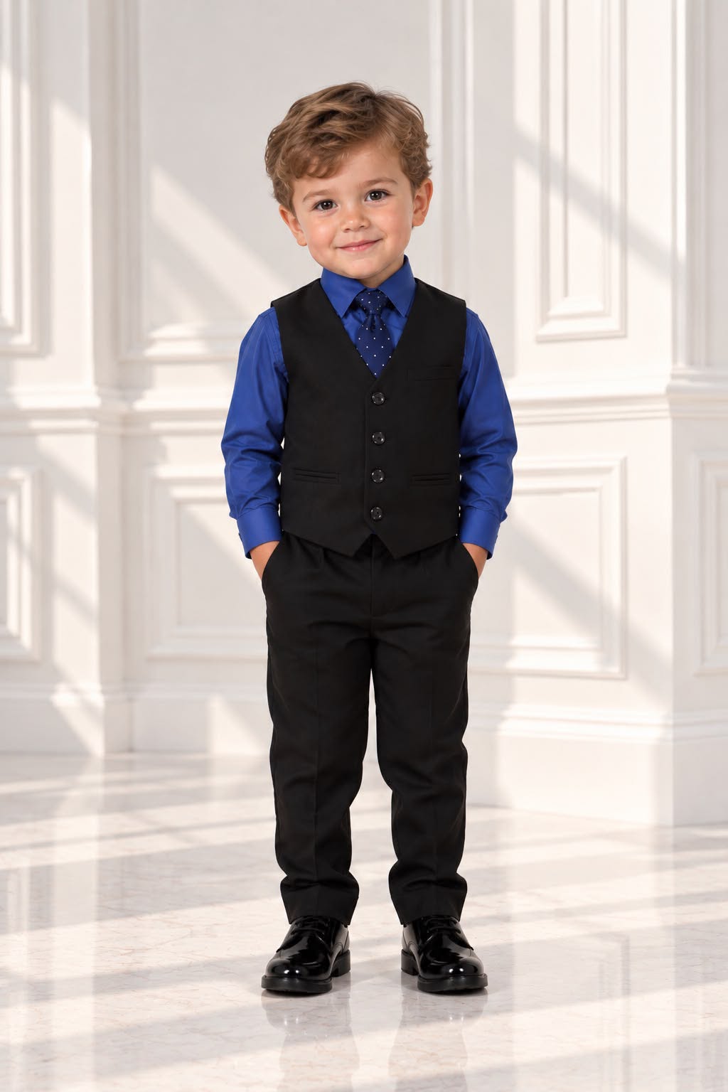 Boys’ 4-Piece Formal Set – Royal Blue & Black | Size 3