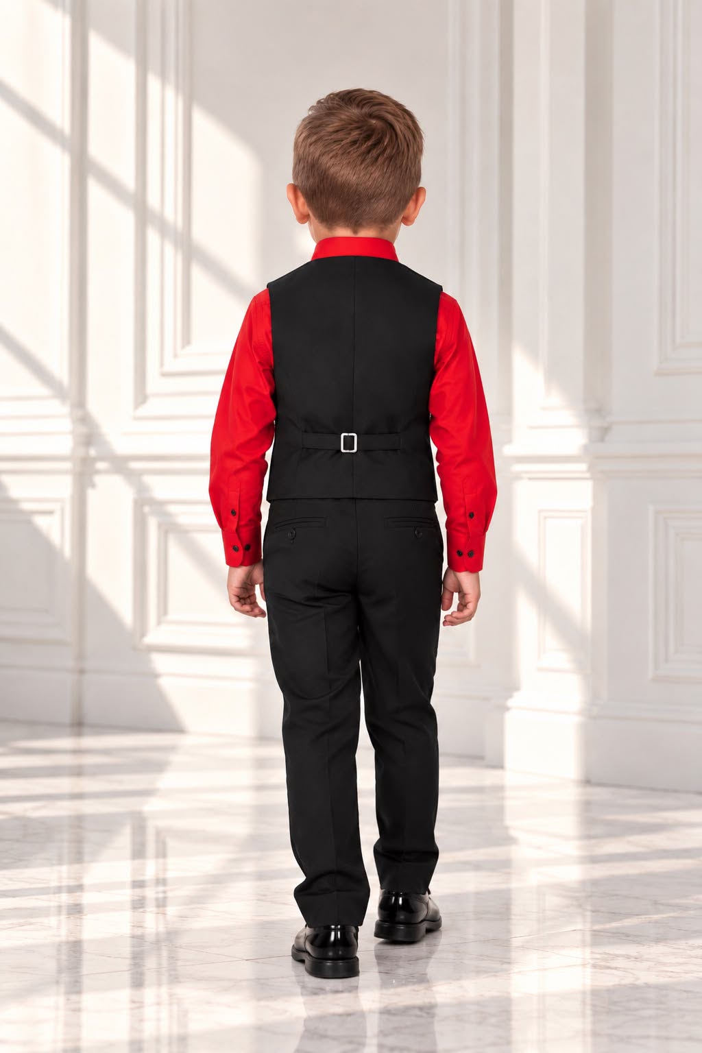 Boys’ 4-Piece Formal Set – Red & Black | Size 3