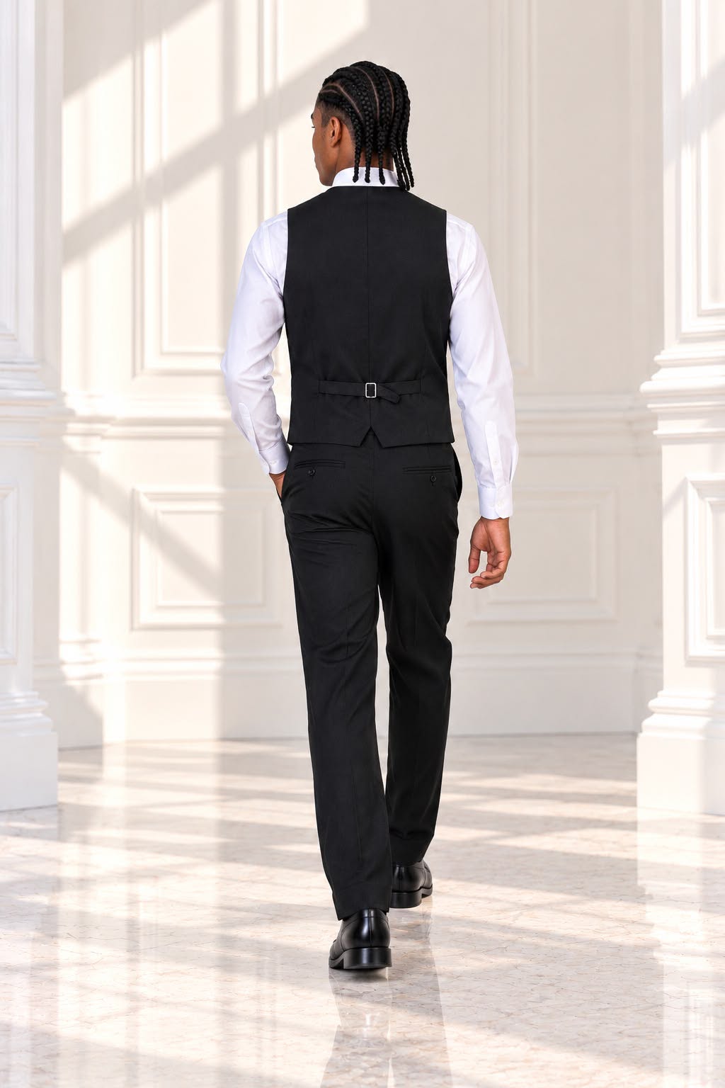 Boys’ 4-Piece Formal Shirt, Waistcoat, Tie & Trousers Set – White & Black | Size 20