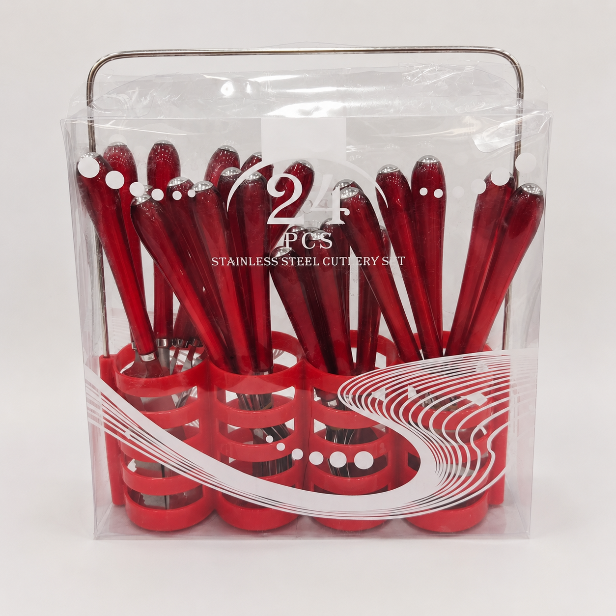 JIALE 24-Piece Stainless Steel Cutlery Set with Holder – Multicolor A1110