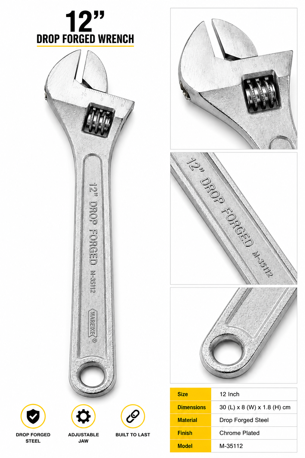 12" Drop Forged Adjustable Wrench