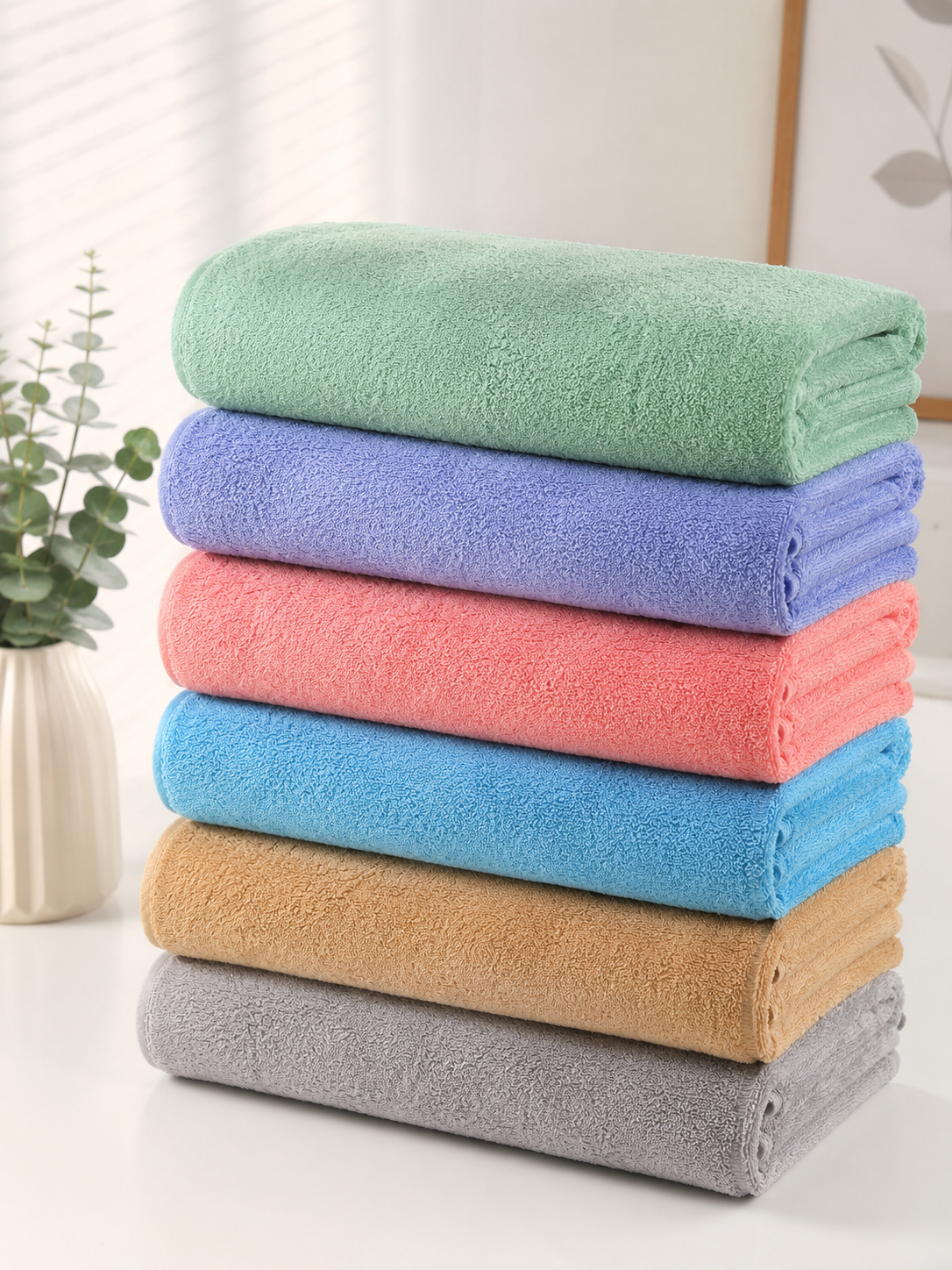 Polyester Bath Towel – Assorted Colours 90 × 180 cm