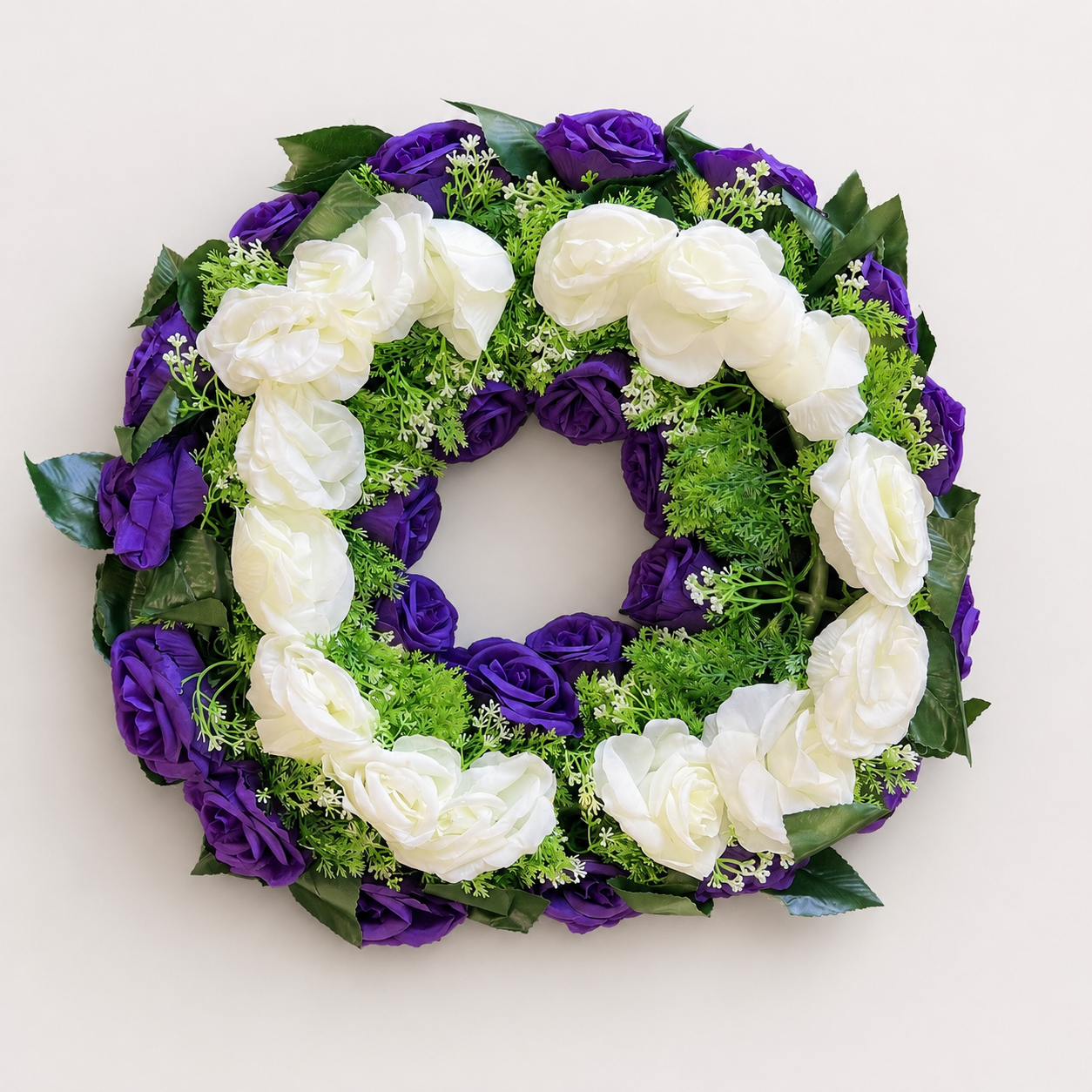 Large Artificial Flower Ring – Purple & White