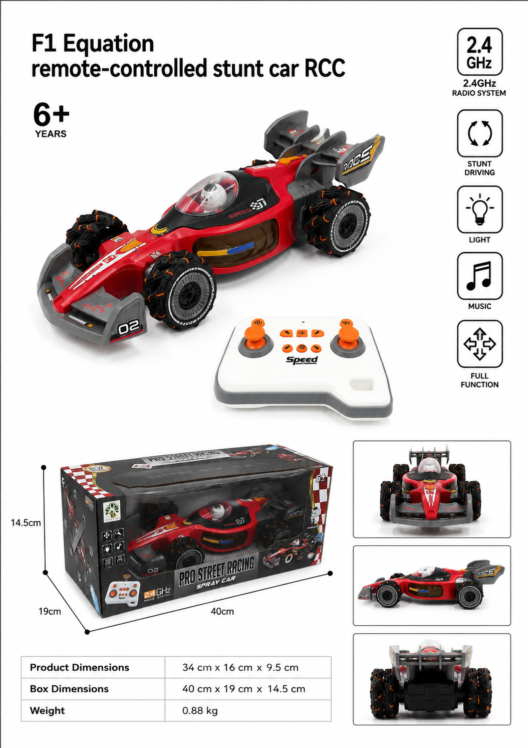 F1 Equation Remote-Controlled Stunt Car RCC