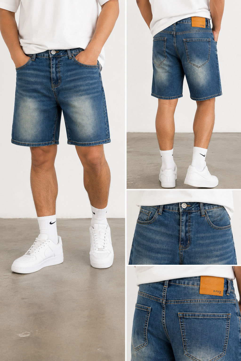 Men's Dark Wash Denim Shorts | Classic Regular Fit